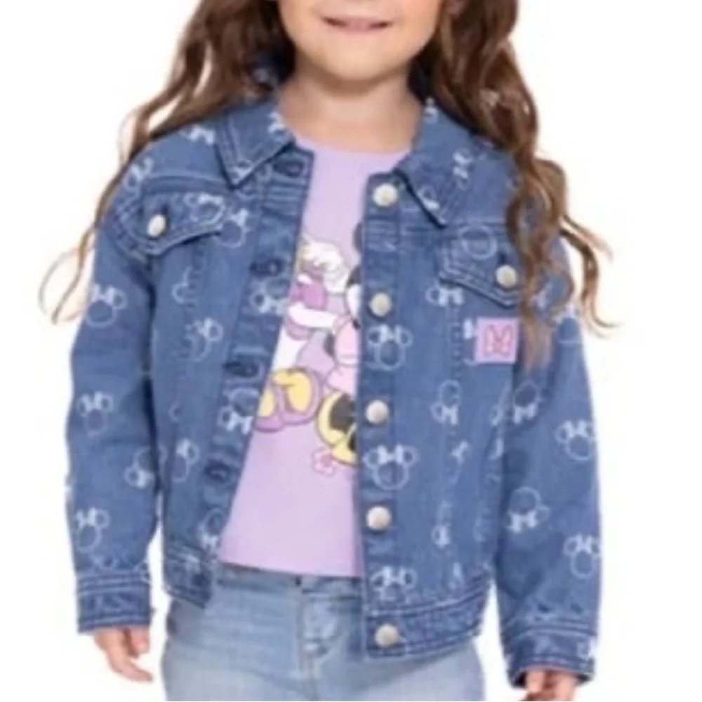 Disney Pink Denim Princess Jacket & Blue Minnie Mouse Print Jean Jacket Set - Picture 5 of 16